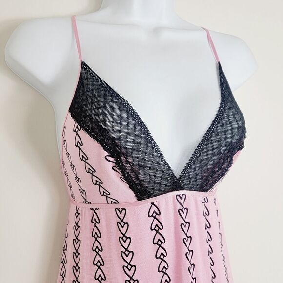 Victoria's Secret Chain of Hearts Lace Nightgown Pink Negligee Size Large - Picture 3 of 8
